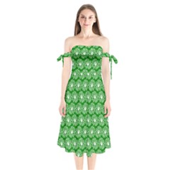 Gerbera Daisy Vector Tile Pattern Shoulder Tie Bardot Midi Dress by GardenOfOphir