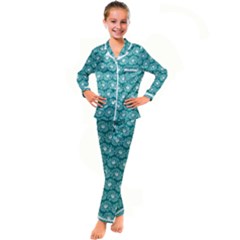 Gerbera Daisy Vector Tile Pattern Kid s Satin Long Sleeve Pajamas Set by GardenOfOphir