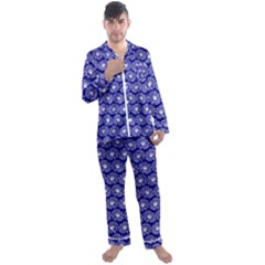 Gerbera Daisy Vector Tile Pattern Men s Long Sleeve Satin Pajamas Set by GardenOfOphir