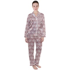 Gerbera Daisy Vector Tile Pattern Women s Long Sleeve Satin Pajamas Set	 by GardenOfOphir