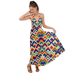 Trendy Chic Modern Chevron Pattern Backless Maxi Beach Dress by GardenOfOphir