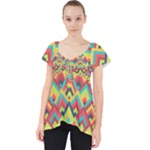 Trendy Chic Modern Chevron Pattern Lace Front Dolly Top