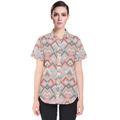 Trendy Chic Modern Chevron Pattern Women s Short Sleeve Shirt by GardenOfOphir