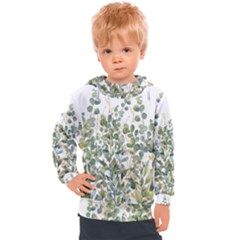 Gold And Green Eucalyptus Leaves Kids  Hooded Pullover by Jack14