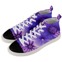 Pattern Floral Flora Flower Flowers Blue Violet Patterns Men s Mid-top Canvas Sneakers