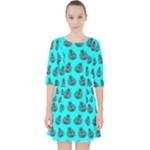 Ladybug Vector Geometric Tile Pattern Quarter Sleeve Pocket Dress