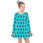 Ladybug Vector Geometric Tile Pattern Kids  Long Sleeve Dress
