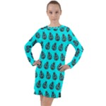 Ladybug Vector Geometric Tile Pattern Long Sleeve Hoodie Dress