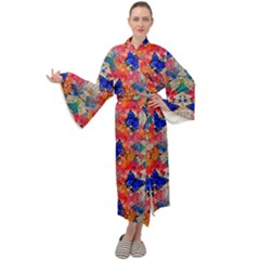 Butterflies Blue Pattern Girly Maxi Velvet Kimono by Jancukart