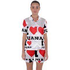 I Love Juan Satin Short Sleeve Pajamas Set by ilovewhateva