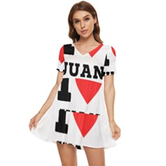 I Love Juan Tiered Short Sleeve Babydoll Dress by ilovewhateva