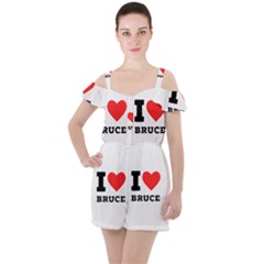 I Love Bruce Ruffle Cut Out Chiffon Playsuit by ilovewhateva
