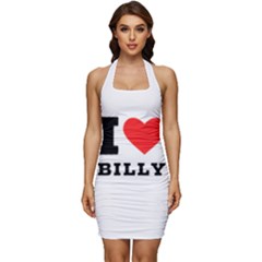 I Love Billy Sleeveless Wide Square Neckline Ruched Bodycon Dress