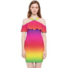 Spectrum Shoulder Frill Bodycon Summer Dress by nateshop