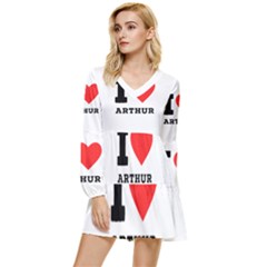 I Love Arthur Tiered Long Sleeve Mini Dress by ilovewhateva