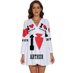 I Love Arthur Long Sleeve V-neck Chiffon Dress  by ilovewhateva