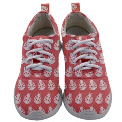 Coral And White Lady Bug Pattern Mens Athletic Shoes by GardenOfOphir