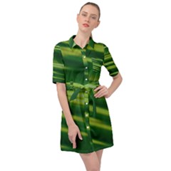 Green-01 Belted Shirt Dress by nateshop