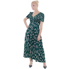 Leaves-012 Button Up Short Sleeve Maxi Dress by nateshop