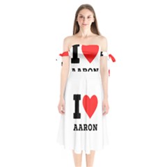 I Love Aaron Shoulder Tie Bardot Midi Dress by ilovewhateva