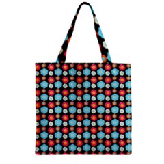 Colorful Floral Pattern Zipper Grocery Tote Bag by GardenOfOphir