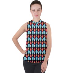 Colorful Floral Pattern Mock Neck Chiffon Sleeveless Top by GardenOfOphir
