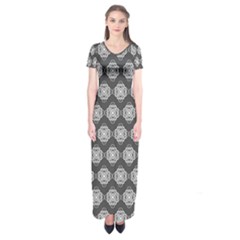 Abstract Knot Geometric Tile Pattern Short Sleeve Maxi Dress by GardenOfOphir