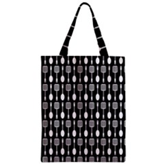 Black And White Spatula Spoon Pattern Zipper Classic Tote Bag by GardenOfOphir