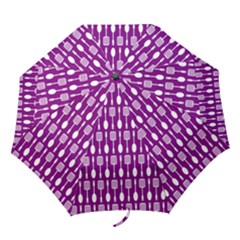 Magenta Spatula Spoon Pattern Folding Umbrellas by GardenOfOphir