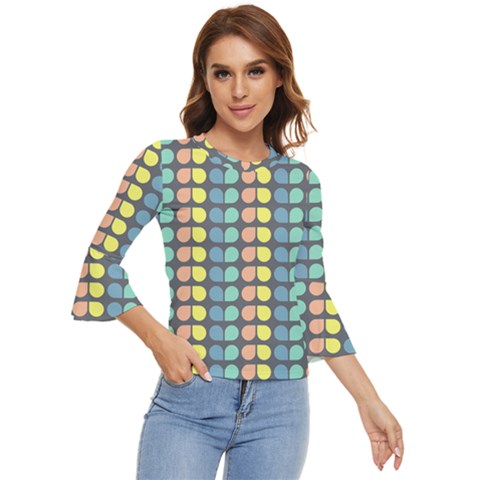 Colorful Leaf Pattern Bell Sleeve Top by GardenOfOphir