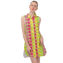 Colorful Leaf Pattern Sleeveless Shirt Dress by GardenOfOphir