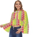 Colorful Leaf Pattern Boho Long Bell Sleeve Top View2
