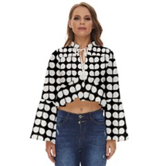 Black And White Leaf Pattern Boho Long Bell Sleeve Top