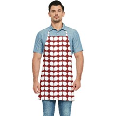 Red And White Leaf Pattern Kitchen Apron by GardenOfOphir