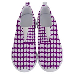 Purple And White Leaf Pattern No Lace Lightweight Shoes by GardenOfOphir