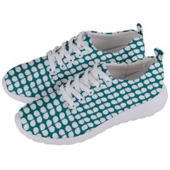Teal And White Leaf Pattern Men s Lightweight Sports Shoes by GardenOfOphir