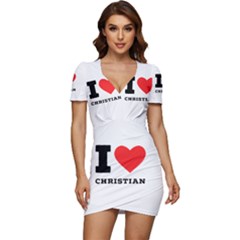 I Love Christian Low Cut Cap Sleeve Mini Dress by ilovewhateva