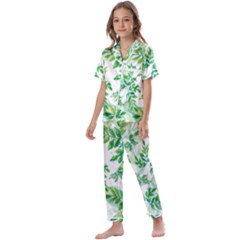 Leaves-37 Kids  Satin Short Sleeve Pajamas Set by nateshop