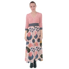 Hand Drawn Abstract Polka 5 Button Up Maxi Dress by flowerland
