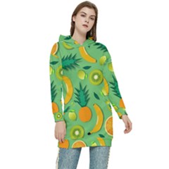 Fruit Tropical Pattern Design Art Women s Long Oversized Pullover Hoodie