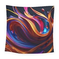Ai Generated Waves Splash Liquid Paint Wall Square Tapestry (large) by Jancukart