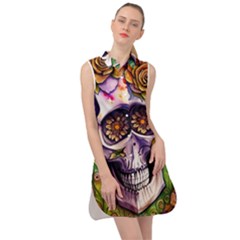 Gothic Sugar Skull Sleeveless Shirt Dress by GardenOfOphir