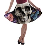 Skull Bones A-line Skater Skirt