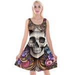 Skull Bones Reversible Velvet Sleeveless Dress