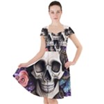 Skull Bones Cap Sleeve Midi Dress