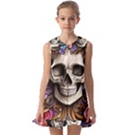 Skull Bones Kids  Pilgrim Collar Ruffle Hem Dress