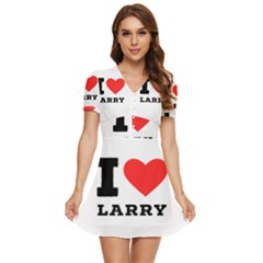 I Love Larry V-neck High Waist Chiffon Mini Dress by ilovewhateva