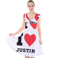 I Love Justin Cap Sleeve Front Wrap Midi Dress by ilovewhateva
