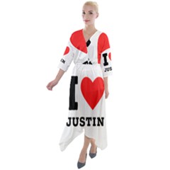 I Love Justin Quarter Sleeve Wrap Front Maxi Dress by ilovewhateva