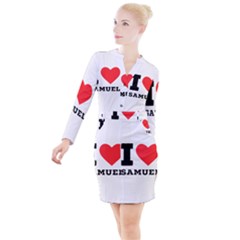 I Love Samuel Button Long Sleeve Dress by ilovewhateva